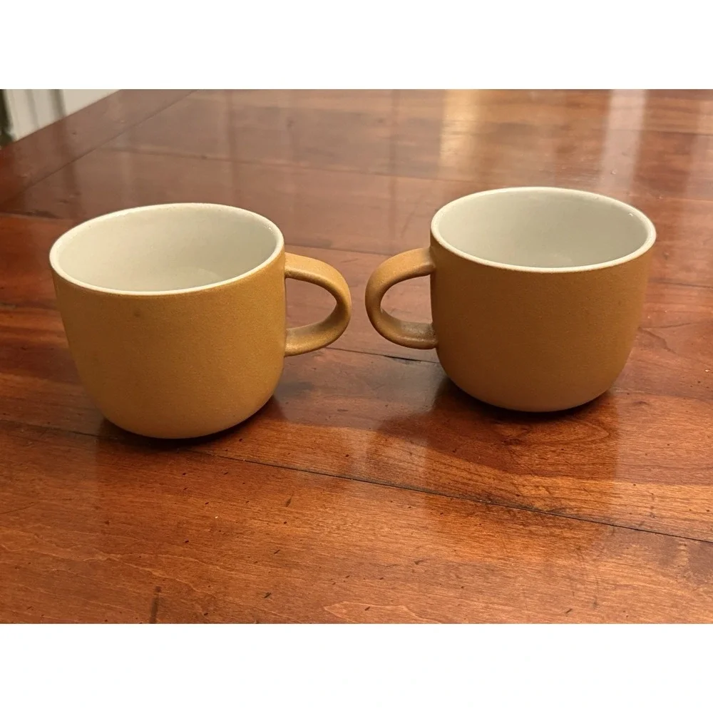 West Elm Kaloh Stoneware Mugs Set of 2 Golden Oak Aaron Probyn Matte